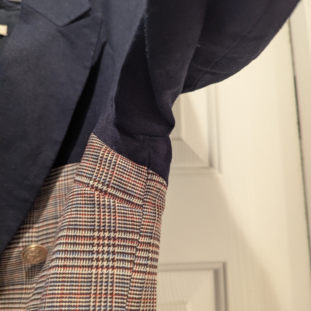 Jason Wu Navy and Plaid Crop Blazer Jacket Size Small *EUC - Picture 9 of 15